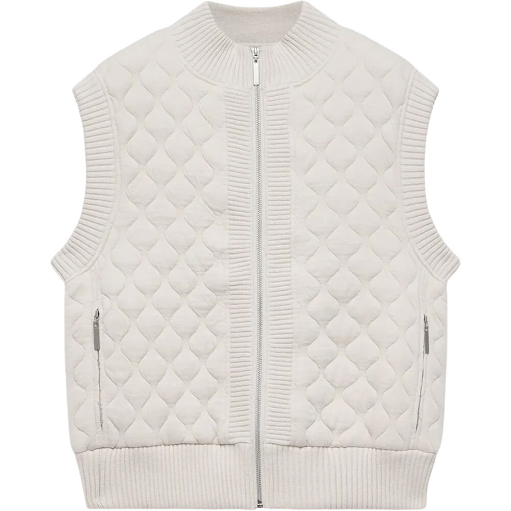 Mint Velvet Cream Quilted Cotton Blend Gilet